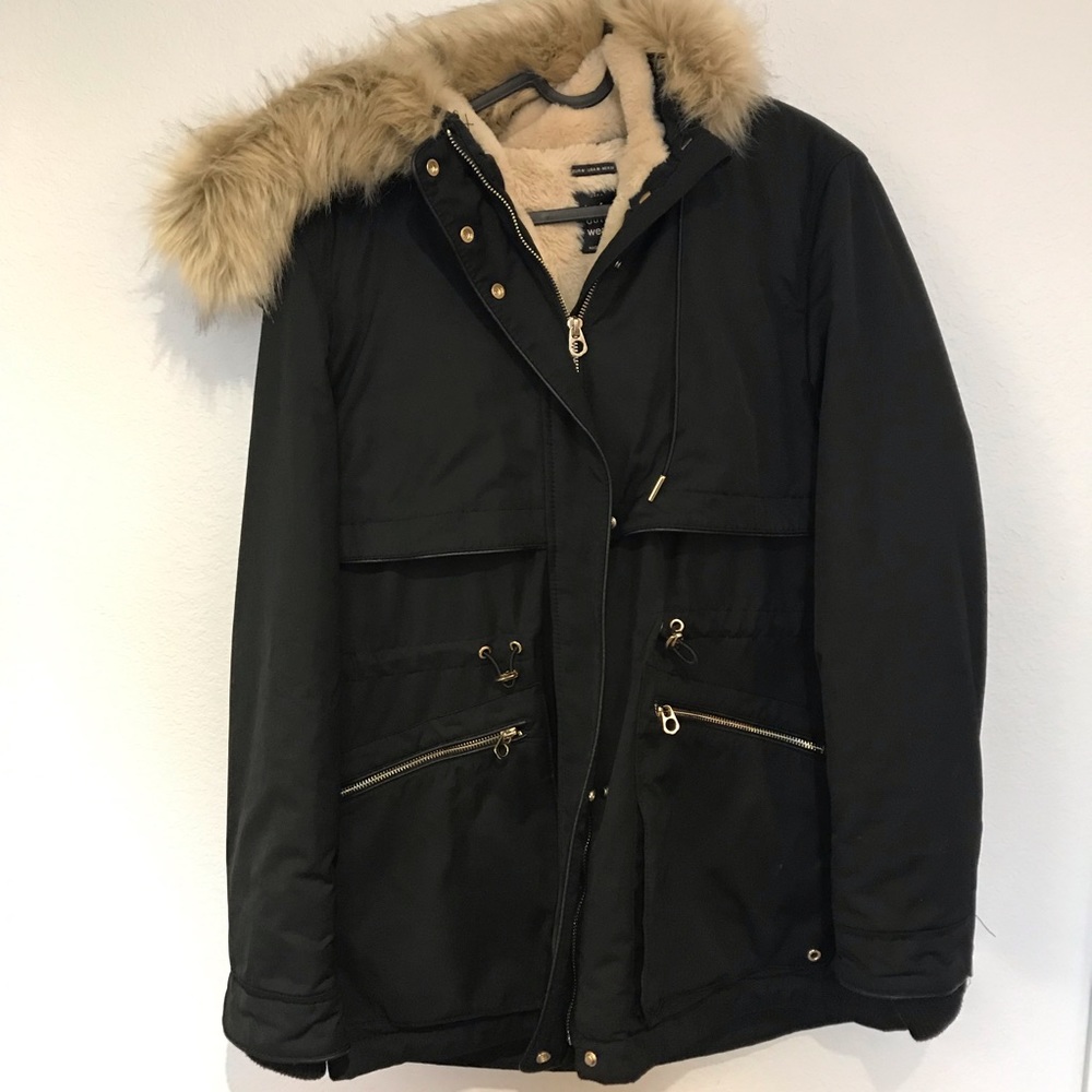 Zara parka jacket with fur lining and fur coat